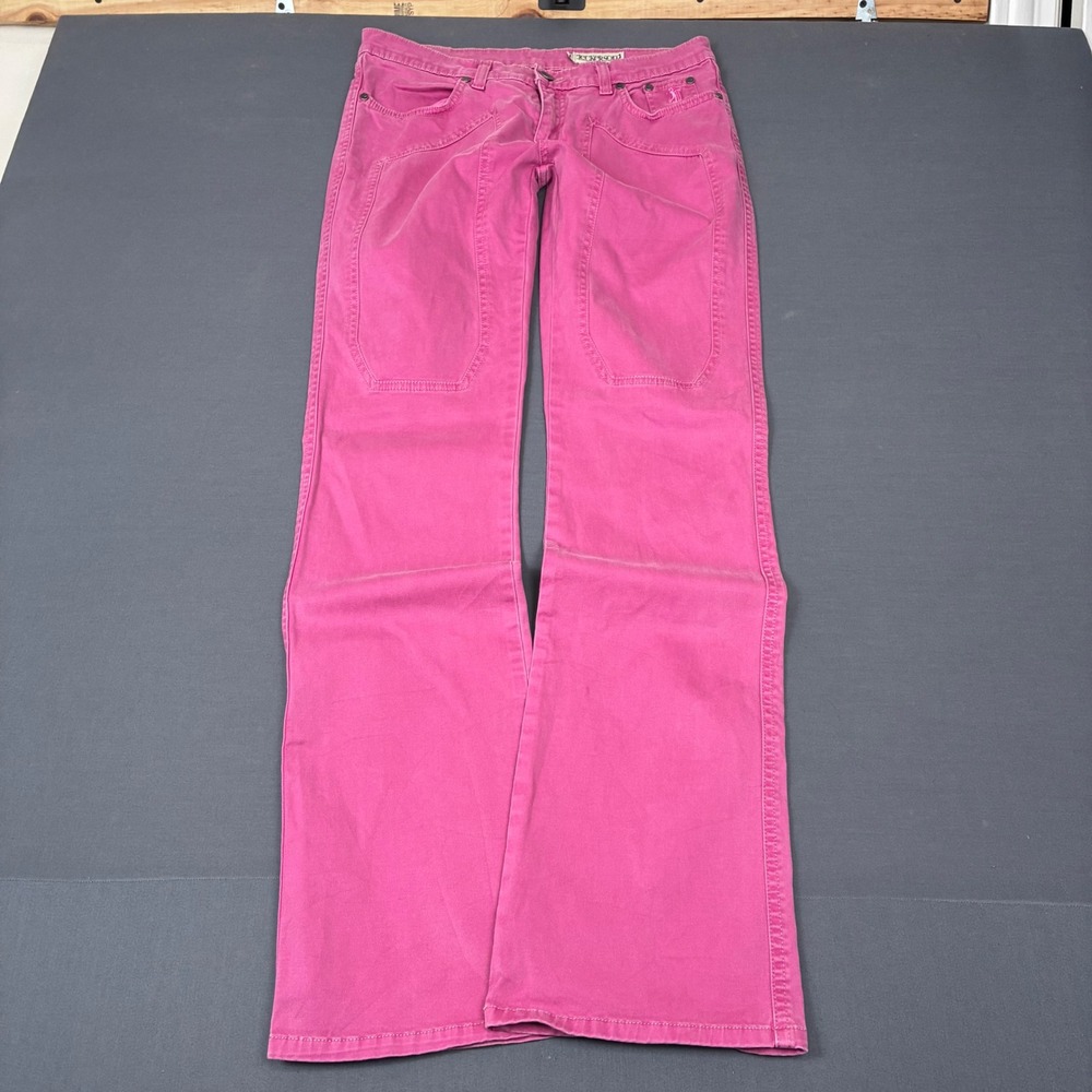 Y2K Jeckerson Pink Mid Rise Flared Knee Panel Jeans Women's Size 30x32